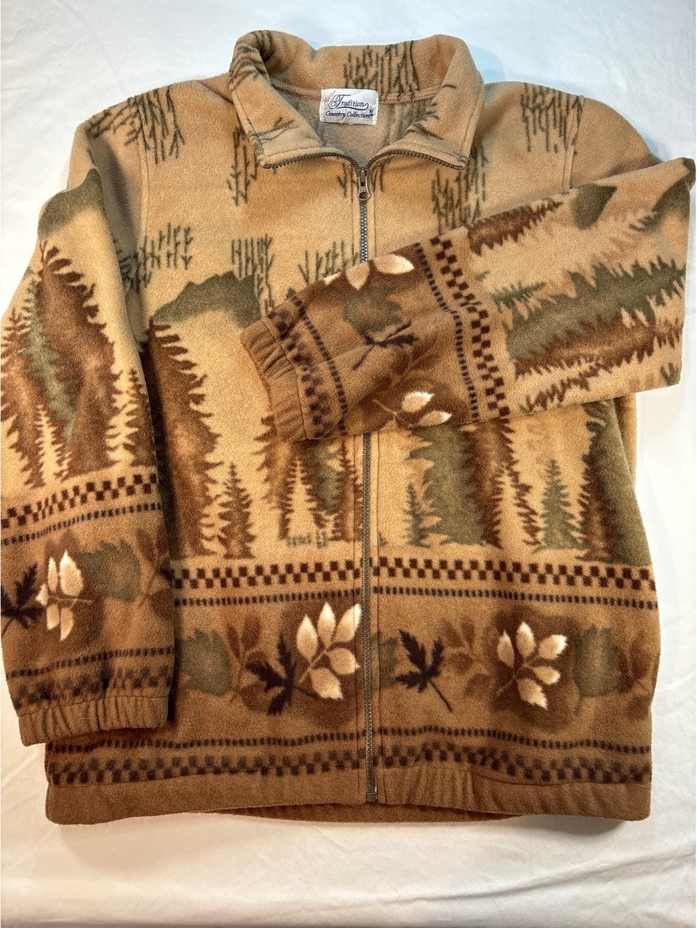 Vintage 90s Tradition Country Collection Cabin Fleece Jacket Trees
